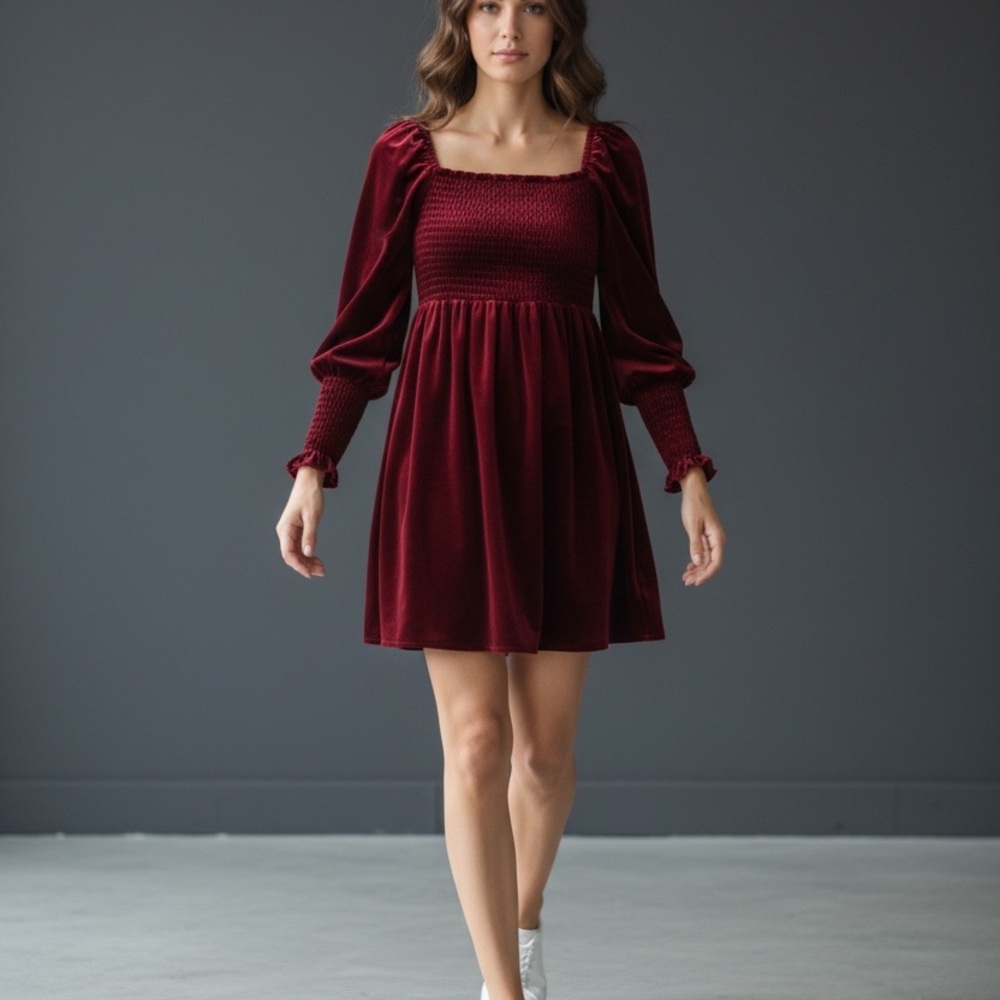 Celebrity Pink Velvet Burgundy Midi Dress - Picture 6 of 6